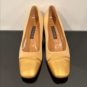 Casadei Gold and Tan Heels Elegant Design
